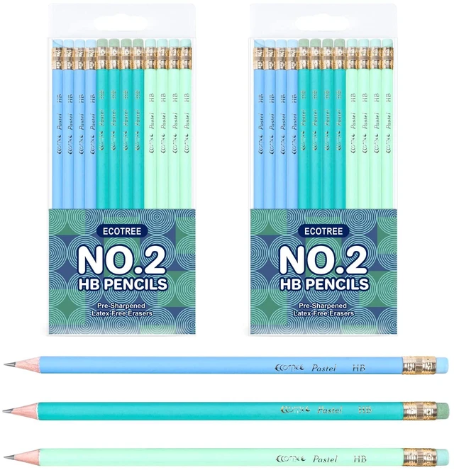 Main image of Pre-Sharpened #2 Pastel Pencils, Back to School Supplies, 24 Count Graphite Number 2 Pencils for Kids Students, Latex-Free Eraser, Smooth Writing, Drawing, Sketching, Classroom Gifts