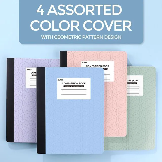 Alt view image 5 of 7 - Composition Notebooks - Wide Ruled Paper, 12 Pack Composition Book, 9 3/4" x 7 1/2", 80 Sheets/160 Pages, Assorted Colors, School & Office Supplies