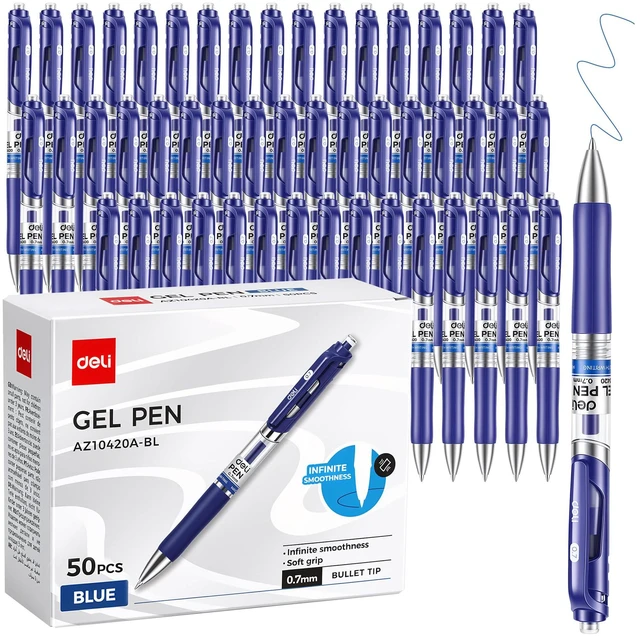 Main image of Gel Pens, 50 Pcs Pens Blue Ink, Retractable Medium Point Pen 0.7mm Smooth Writing, Fast Dry, No Bleed for Journaling Note Taking, Home School Office Supplies