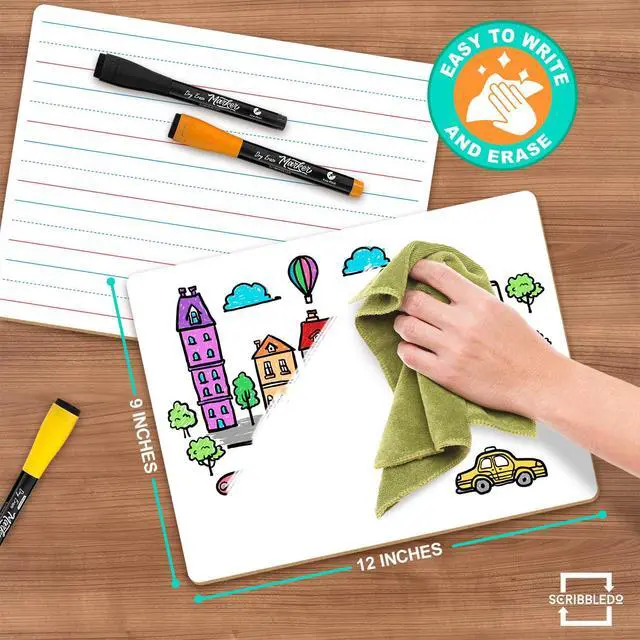 Alt view image 2 of 7 - 5 Pack Small Lined Dry Erase Boards, 9x12 Double Sided 5 Pcs Classroom Value Set, Smooth Learning Surface for Handwriting, Study & Homeschool Supply, Easy to Clean Masonite Board