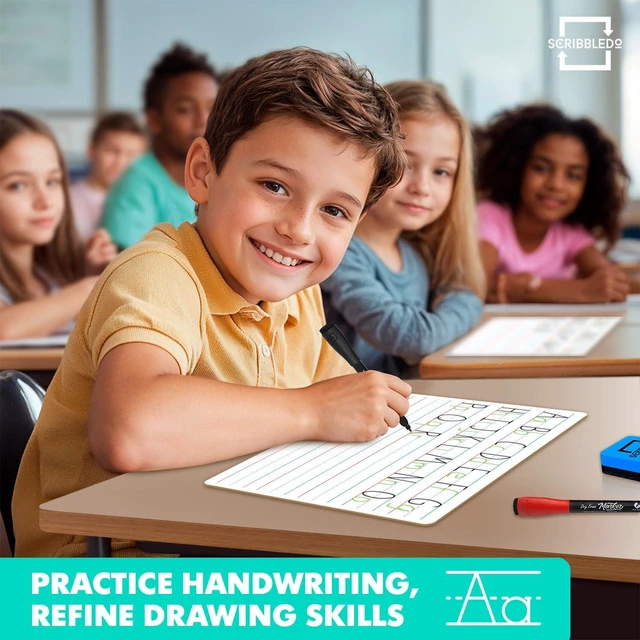 Alt view image 4 of 7 - 5 Pack Small Lined Dry Erase Boards, 9x12 Double Sided 5 Pcs Classroom Value Set, Smooth Learning Surface for Handwriting, Study & Homeschool Supply, Easy to Clean Masonite Board