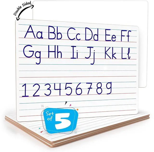 Main image of 5 Pack Small Lined Dry Erase Boards, 9x12 Double Sided 5 Pcs Classroom Value Set, Smooth Learning Surface for Handwriting, Study & Homeschool Supply, Easy to Clean Masonite Board