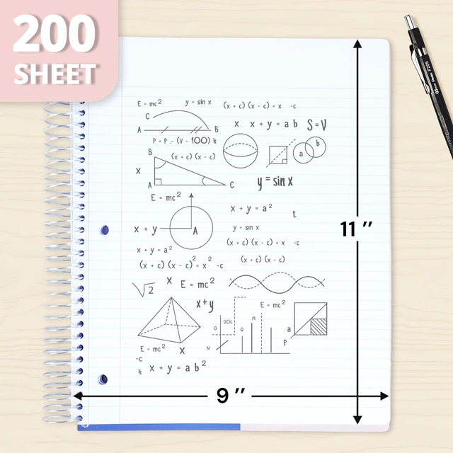 Alt view image 2 of 7 - 5 Subject Spiral Notebook College Ruled, 400 Pages, Purple 200 Sheets, 9 x 11 in, 6 Pack Waterproof Plastic Cover, Durable, School Notebooks, Classroom, Teachers: Amazon.com