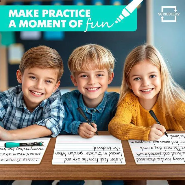 Alt view image 6 of 7 - 5 Pack Small Lined Dry Erase Boards, 9x12 Double Sided 5 Pcs Classroom Value Set, Smooth Learning Surface for Handwriting, Study & Homeschool Supply, Easy to Clean Masonite Board