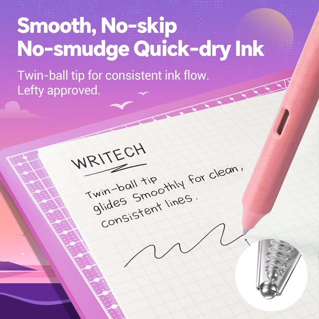 Alt view image 4 of 7 - Black Ink Gel Pens: Retrowave 0.5mm Fine Point Silent Click 8ct Smooth Writing Refillable No Bleed Smudge Resistant for Everyday Writing Journaling Planning School Office and Crafting
