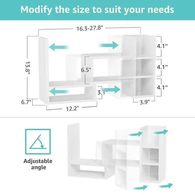 Alt view image 2 of 7 - Desk Shelves Desktop Organizer Shelf - White Office Organization for Top of Desk Organizers and Accessories Corner Bookshelf Table Top Shelving Small Hutch Decorations for Women Office