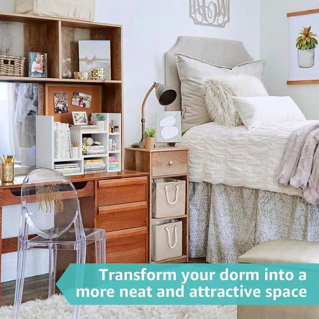 Alt view image 3 of 7 - Desk Shelves Desktop Organizer Shelf - White Office Organization for Top of Desk Organizers and Accessories Corner Bookshelf Table Top Shelving Small Hutch Decorations for Women Office