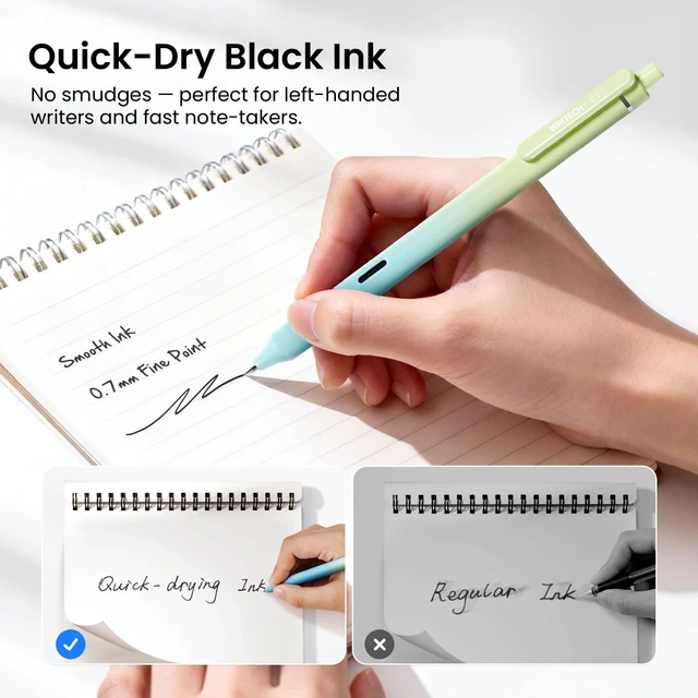 Alt view image 3 of 7 - Gel Rollerball Pens 0.7mm: Silent Click Smooth Writing Quick Dry Black Ink Gradient Aesthetic Design for Journaling School Office 8 Pack