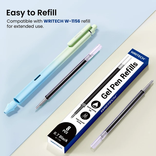 Alt view image 7 of 7 - Gel Rollerball Pens 0.7mm: Silent Click Smooth Writing Quick Dry Black Ink Gradient Aesthetic Design for Journaling School Office 8 Pack