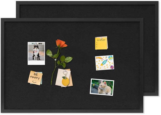 Main image of Cork Board with Linen Black 2Pack,Bulletin Board 30"x20" Corkboards for Office Home School Message Board or Vision Board Decoration