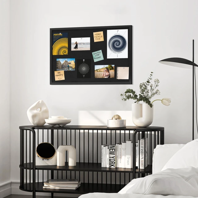Alt view image 6 of 7 - Cork Board with Linen Black,Bulletin Board 30"x20" Corkboards for Office Home School Message Board or Vision Board Decoration