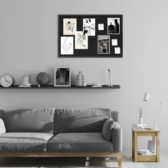 Alt view image 7 of 7 - Cork Board with Linen Black,Bulletin Board 30"x20" Corkboards for Office Home School Message Board or Vision Board Decoration