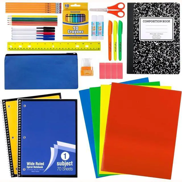 Main image of School Supplies Kit 45 Piece Grades K-12 Back to School Essentials, Includes Folders Notebooks Pencils Pens and Much More