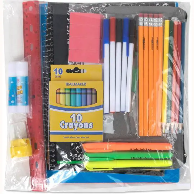 Alt view image 2 of 7 - School Supplies Kit 45 Piece Grades K-12 Back to School Essentials, Includes Folders Notebooks Pencils Pens and Much More