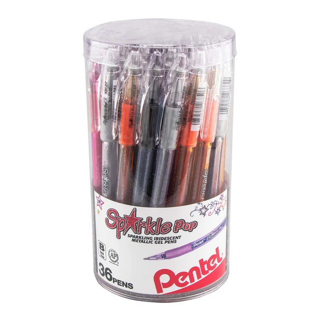 Alt view image 2 of 7 - Sparkle Pop Iridescent Gel Pens, (1.0mm) Bold Lines, Assorted Ink (A/C/D/F/P/V/x/Z) 36-PK Canister (K91PC36M)