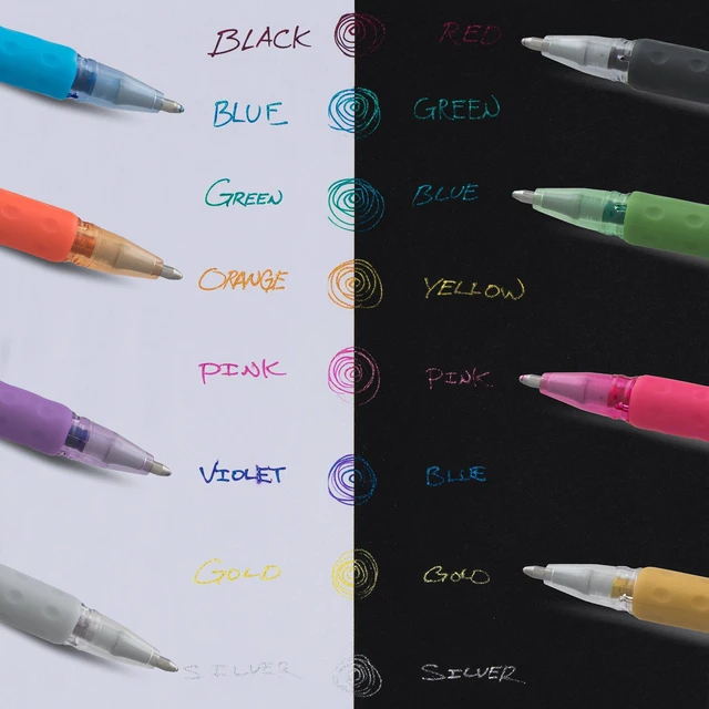 Alt view image 5 of 7 - Sparkle Pop Iridescent Gel Pens, (1.0mm) Bold Lines, Assorted Ink (A/C/D/F/P/V/x/Z) 36-PK Canister (K91PC36M)
