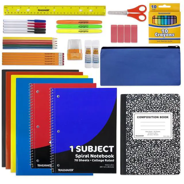 Alt view image 7 of 7 - School Supplies Kit 45 Piece Grades K-12 Back to School Essentials, Includes Folders Notebooks Pencils Pens and Much More
