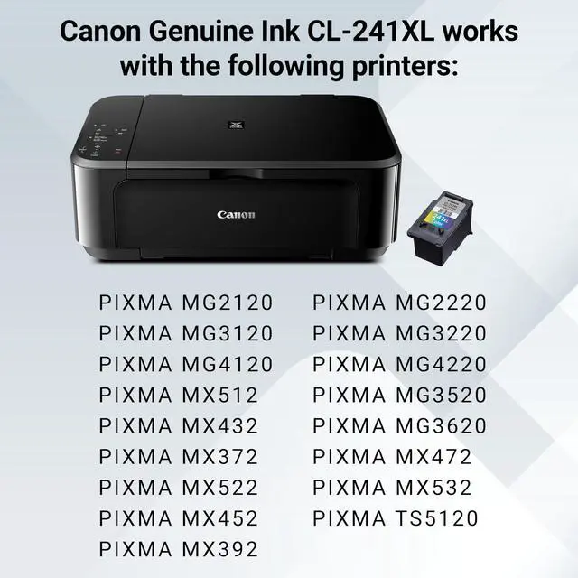 Alt view image 7 of 7 - CL-241 XL Genuine Color Ink Cartridge,Compatible with MG2120/3120/4120,MX512/432/472/372/392/522/532/452,MG2220/3220/4220/3520/3620,TS5120,(Pack of 2)
