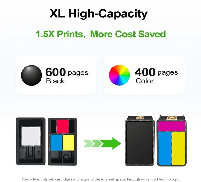 Alt view image 4 of 7 - 65XL Black Color Ink Cartridge Replacement for HP Ink 65 HP65 XL HP65XL For Envy 5055 5000 5052 5010 5070 5014 Deskjet 3755 3700 3772 2600 3752 2652 2655 2622 2640 Printer, Black Color Combo 2-Pack