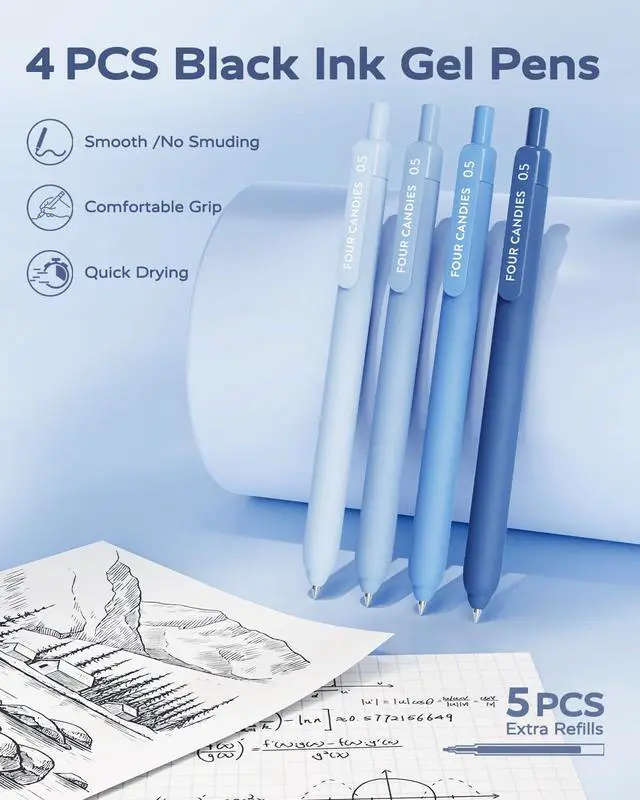 Alt view image 2 of 7 - Aesthetic School Supplies Kit with Cute Blue Pencil Case Back to School Stationery Set with Pens, Highlighters, Mechanical Pencils, Sticky Notes for Students, College, Journaling