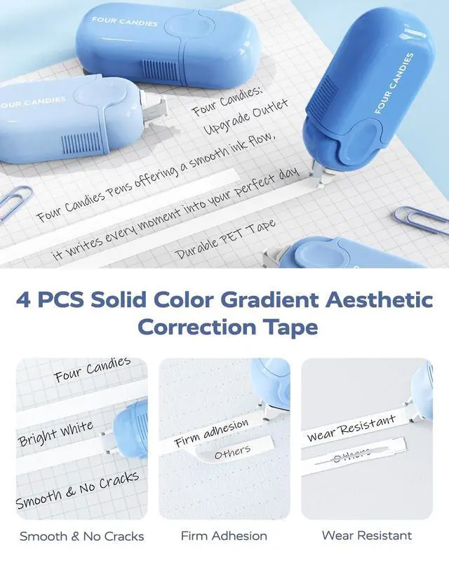 Alt view image 4 of 7 - Aesthetic School Supplies Kit with Cute Blue Pencil Case Back to School Stationery Set with Pens, Highlighters, Mechanical Pencils, Sticky Notes for Students, College, Journaling