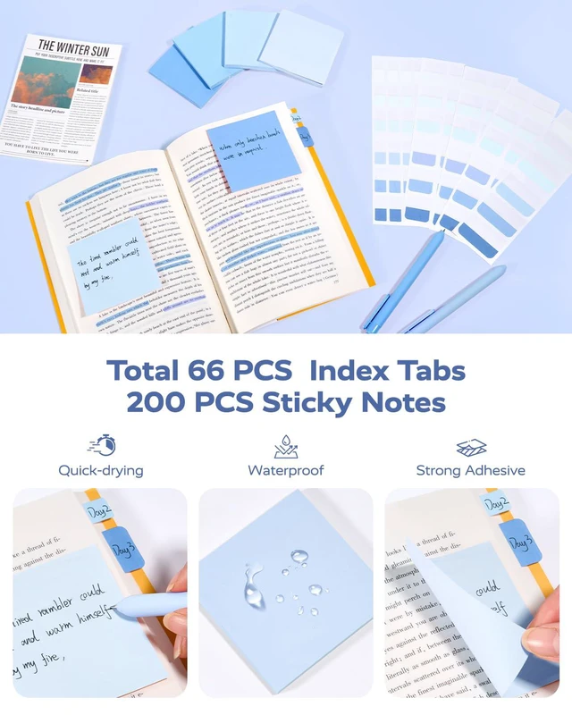 Alt view image 6 of 7 - Aesthetic School Supplies Kit with Cute Blue Pencil Case Back to School Stationery Set with Pens, Highlighters, Mechanical Pencils, Sticky Notes for Students, College, Journaling