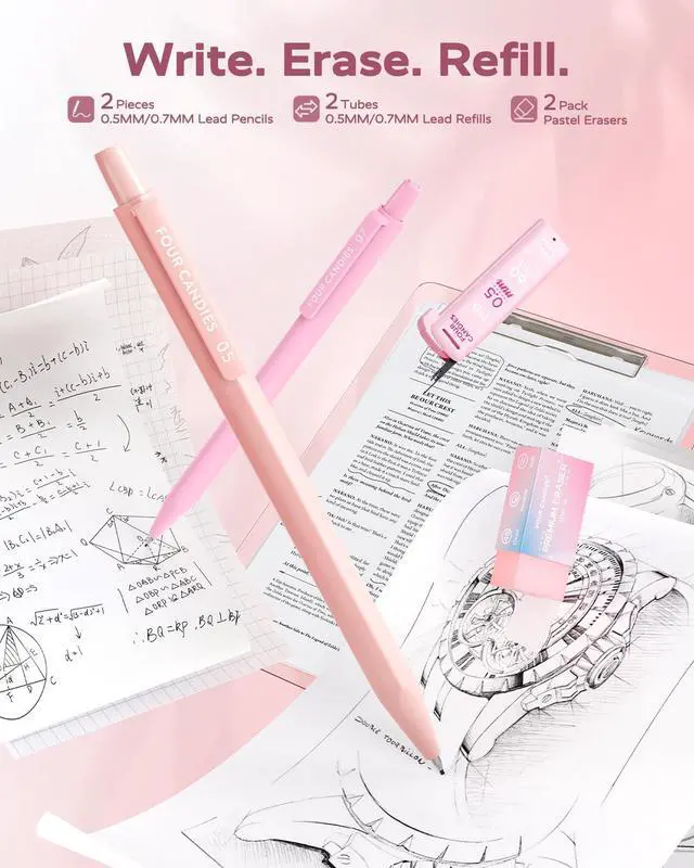 Alt view image 3 of 7 - Cute Aesthetic Pink School Supplies Kit for Girls College Supplies and Nursing Essentials Pens, Highlighters, Mechanical Pencils, Sticky Notes for Students, Journaling