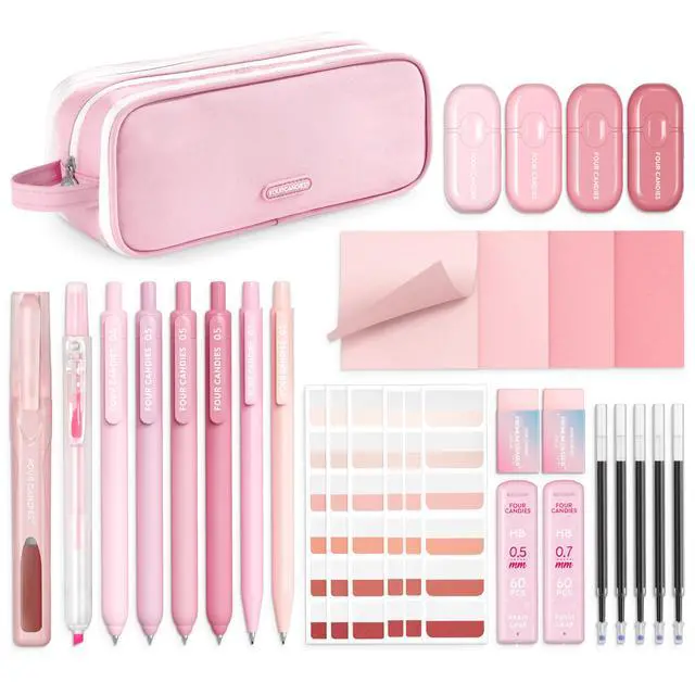 Main image of Cute Aesthetic Pink School Supplies Kit for Girls College Supplies and Nursing Essentials Pens, Highlighters, Mechanical Pencils, Sticky Notes for Students, Journaling