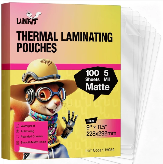 Main image of Matte Thermal Laminating Pouches 9 x 11.5 Inches 5 Mil Thick Matte Finish 100 Sheets Large Package Fitted for Letter Size Laminating Sheets 8.5 x 11