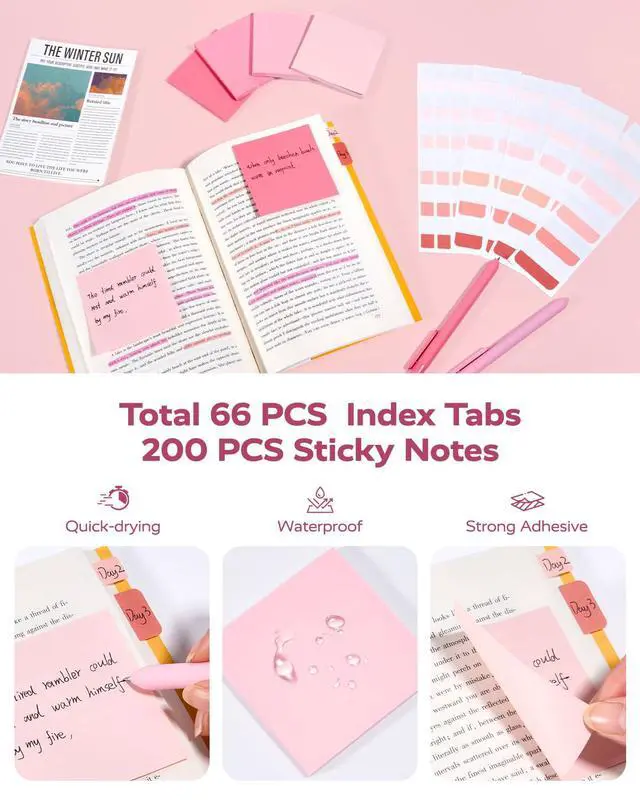 Alt view image 6 of 7 - Cute Aesthetic Pink School Supplies Kit for Girls College Supplies and Nursing Essentials Pens, Highlighters, Mechanical Pencils, Sticky Notes for Students, Journaling