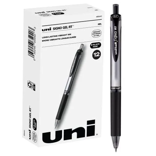 Alt view image 4 of 7 - uniball Signo RT Gel Pens, Medium Point (0.7mm), Black, 12 Pack Crisp clean lines for everyday writing, comfort grip, fraud-resistant uni Super Ink, water & fade-resistant gel ink
