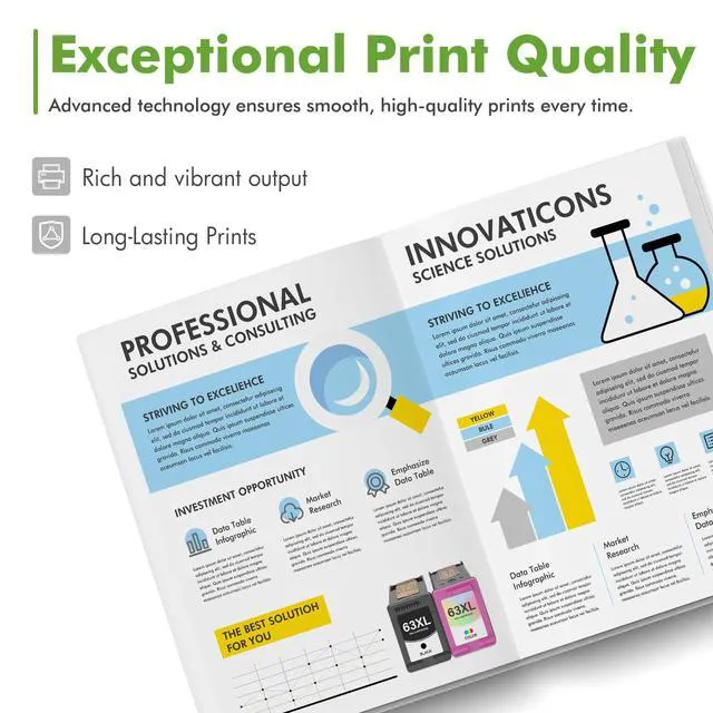 Alt view image 5 of 7 - 62XL Ink Cartridges Black and Color Work for HP 62 XL Envy 7640 5660 2-Pack Compatible for HP62XL Ink Cartridges Combo Pack for HP Envy 7645 5540 5740 OfficeJet 200 250 High Yield 1 Black,1 Tri-Color