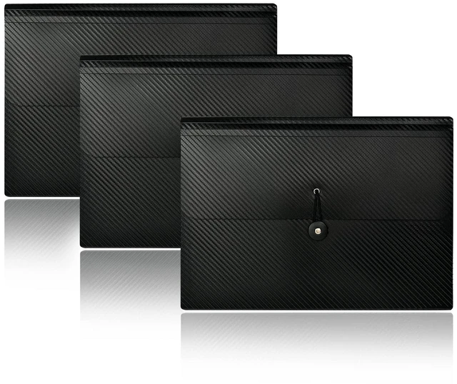Main image of 3Pcs 13 Pockets Accordian File Organizer Expanding File Folders with Tabs File Organizer Accordion File Holder with Elastic Buckles Closure, A4 Paper Document Organizer for Home School Office