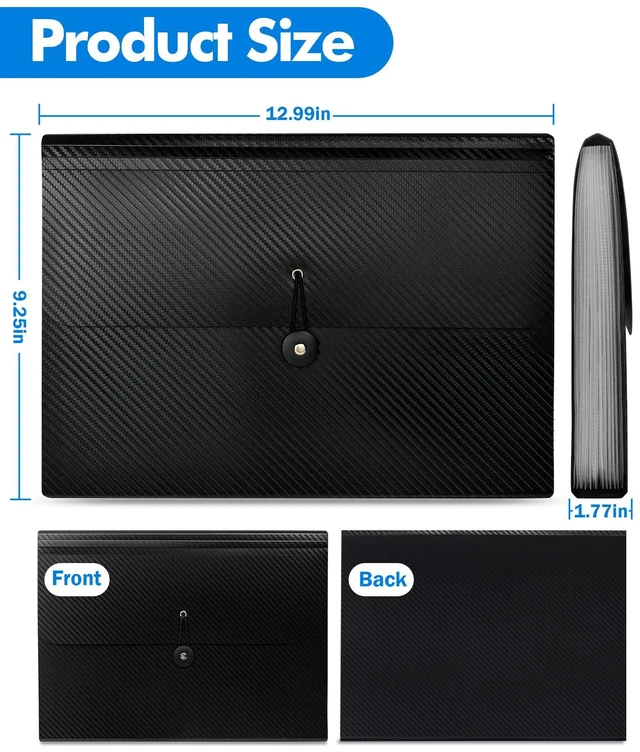 Alt view image 3 of 7 - 3Pcs 13 Pockets Accordian File Organizer Expanding File Folders with Tabs File Organizer Accordion File Holder with Elastic Buckles Closure, A4 Paper Document Organizer for Home School Office