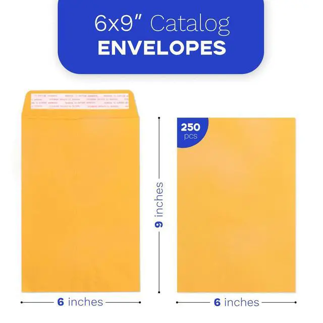 Alt view image 2 of 7 - 6x9 Manilla Envelopes Self Seal 250 PCS, Small Brown Kraft Catalog Envelopes 6x9 for Mailing - 100GSM Paper (Pack of 3)