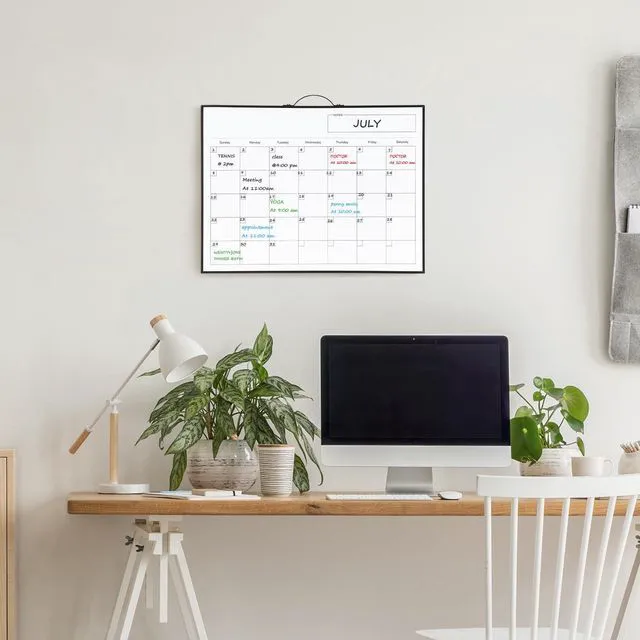 Alt view image 5 of 7 - White Board Calendar - 12 X 16 Inches Magnetic Dry Erase Board Monthly Calendar, Double Sided Whiteboard with a Handle, to Do List Notepad for Office, Home, School, Black Aluminum Frame
