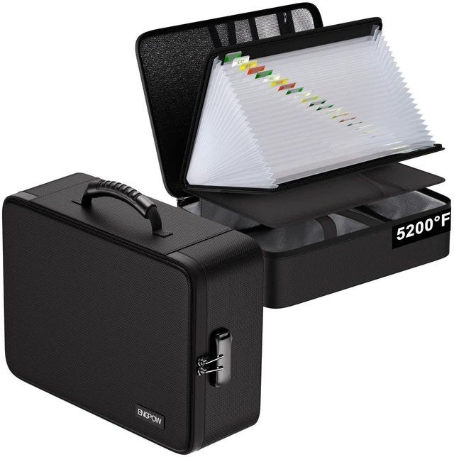 Main image of Fireproof Document Box with Lock,5200 Multi-Layer File Organizer Soft Case,25 Pocket Accordion File Folder,Water Resistant,Storage for Important Documents,Laptop,for Home Office Travel