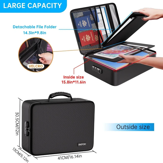 Alt view image 4 of 7 - Fireproof Document Box with Lock,5200 Multi-Layer File Organizer Soft Case,25 Pocket Accordion File Folder,Water Resistant,Storage for Important Documents,Laptop,for Home Office Travel