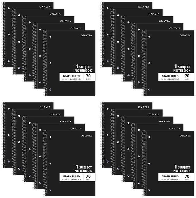 Main image of 1 Subject Graph Paper Spiral Notebook, 140 Pages 70 Sheets, 8 x 10.5 in, School Notebooks, Graph Paper, Grid Pages, Math, Engineering: Amazon.com