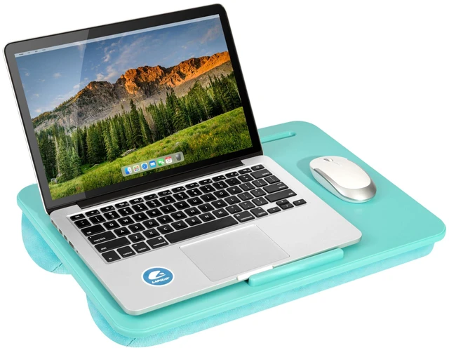 Main image of The Original Lap Desk Aqua Sky, Fits 17" Laptops Microbead Cushion, Device Ledge, Built-In Pencil Tray, Carry Handle