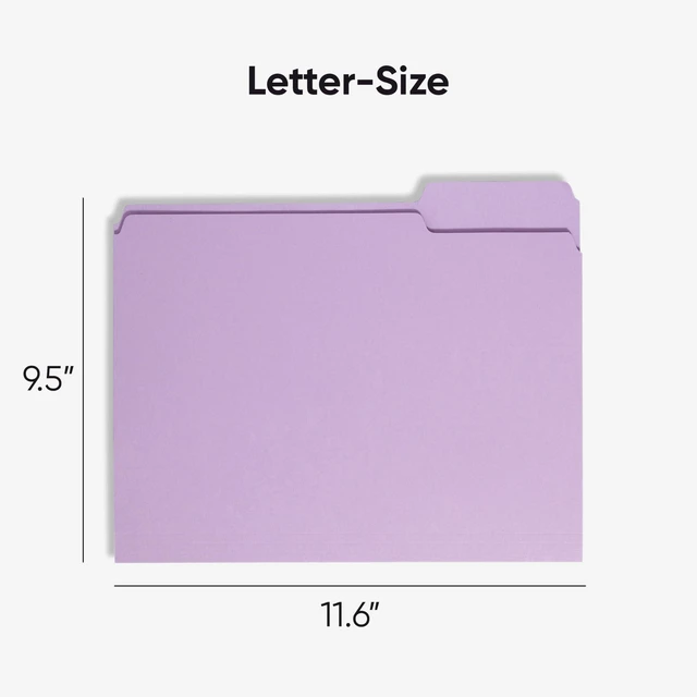 Alt view image 2 of 7 - Colored File Folder, 1/3-Cut Tab, Letter Size, Lavender, 100 per Box (12443)