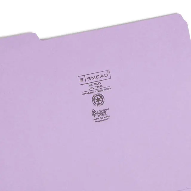Alt view image 6 of 7 - Colored File Folder, 1/3-Cut Tab, Letter Size, Lavender, 100 per Box (12443)