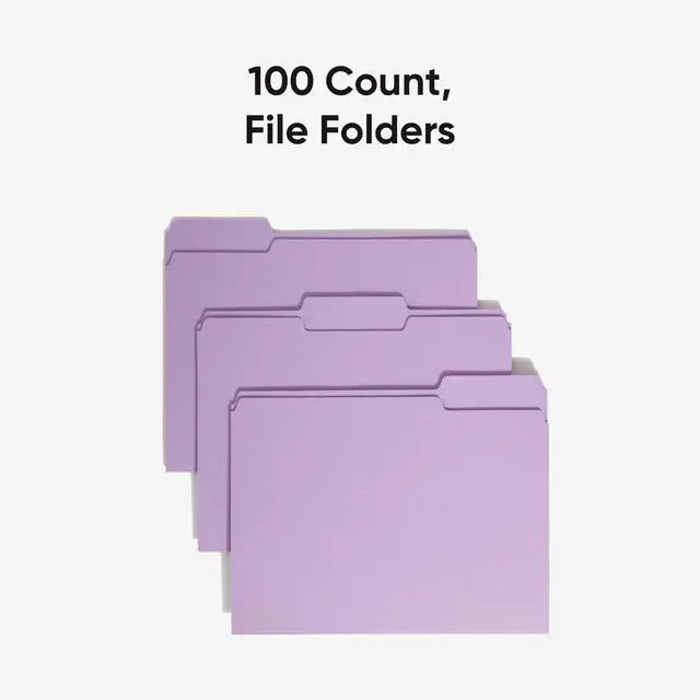 Alt view image 3 of 7 - Colored File Folder, 1/3-Cut Tab, Letter Size, Lavender, 100 per Box (12443)