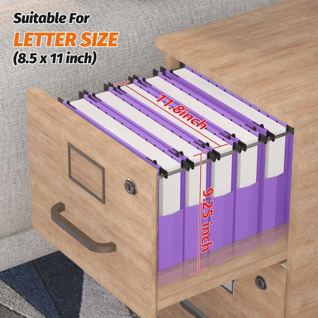 Alt view image 3 of 7 - Extra Capacity Plastic Hanging File Folders, 12 Pack, Letter, Purple Letter Size, Reinforced Expanding Hang Folder, Accordian Pocket, Heavy Duty 2" Expansion, Hanging Folder Organizer for Office