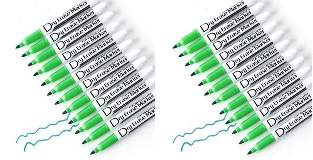 Main image of Green Dry Erase Markers Low Odor Fine Whiteboard Markers Thin Box of 12 (Pack of 2)