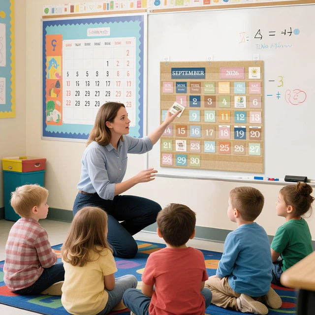 Alt view image 6 of 7 - Classroom Monthly Calendar Pocket Chart for 2.75 * 2.75 Cards,Homeschool Supplies and Classroom Must Haves! Only Chart (Brown)
