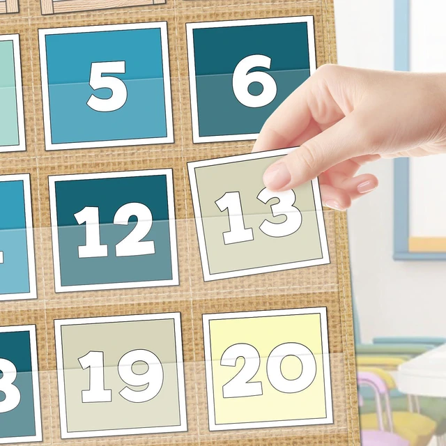 Alt view image 5 of 7 - Classroom Monthly Calendar Pocket Chart for 2.75 * 2.75 Cards,Homeschool Supplies and Classroom Must Haves! Only Chart (Brown)