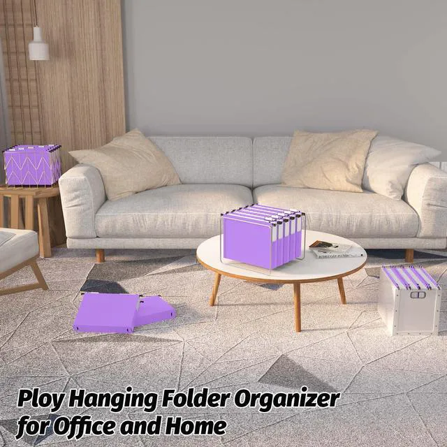 Alt view image 7 of 7 - Extra Capacity Plastic Hanging File Folders, 12 Pack, Letter, Purple Letter Size, Reinforced Expanding Hang Folder, Accordian Pocket, Heavy Duty 2" Expansion, Hanging Folder Organizer for Office