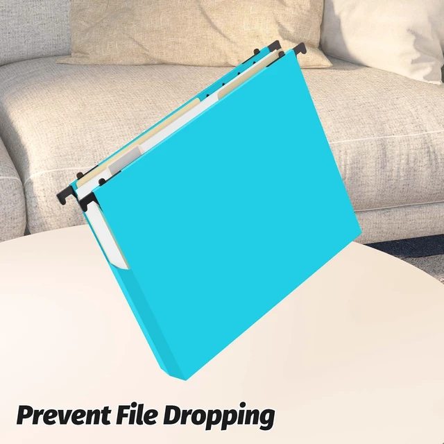 Alt view image 4 of 7 - Extra Capacity Plastic Hanging File Folders,12 Pack, Letter, Blue Reinforced Expanding Hang Folder Letter Size, Accordian Pocket, Heavy Duty 2 Inch Expansion, Hanging Folder for Office Home