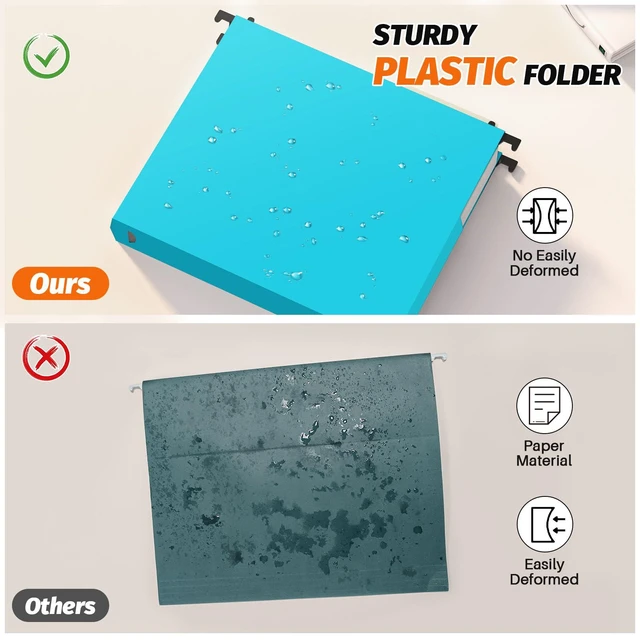 Alt view image 2 of 7 - Extra Capacity Plastic Hanging File Folders,12 Pack, Letter, Blue Reinforced Expanding Hang Folder Letter Size, Accordian Pocket, Heavy Duty 2 Inch Expansion, Hanging Folder for Office Home
